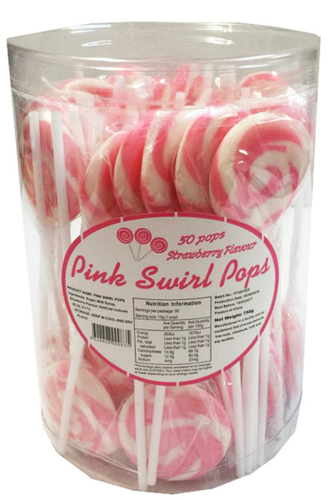 Sweet Treats Pink Strawberry Swirl Pops 50pcs