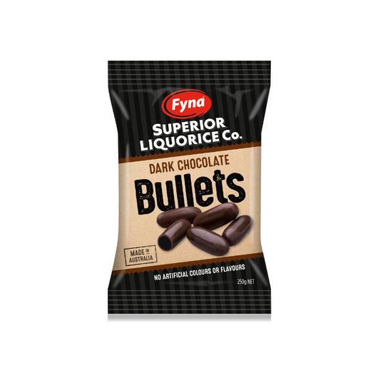 Fyna Superior Liquorice co dark choc bullets