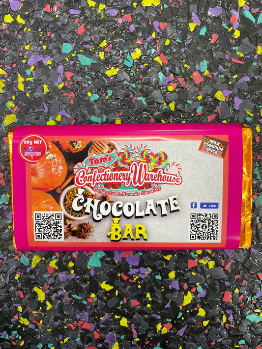 TOM'S CHOCOLATE BAR - MILK CHOCOLATE PUMPKIN SPICE 50G