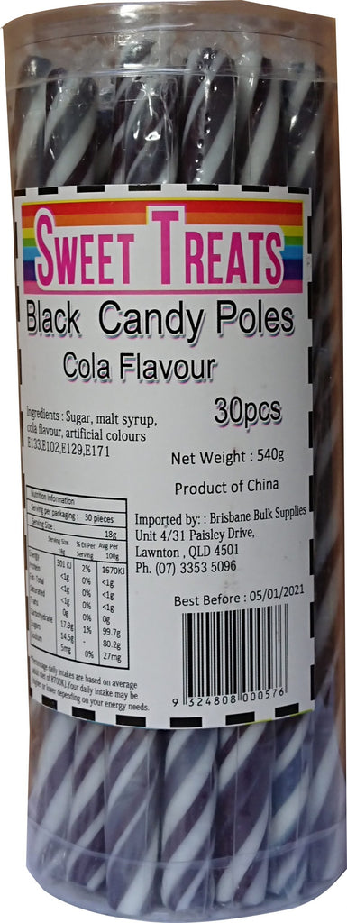 Sweet Treats Black Candy Poles 30Pieces