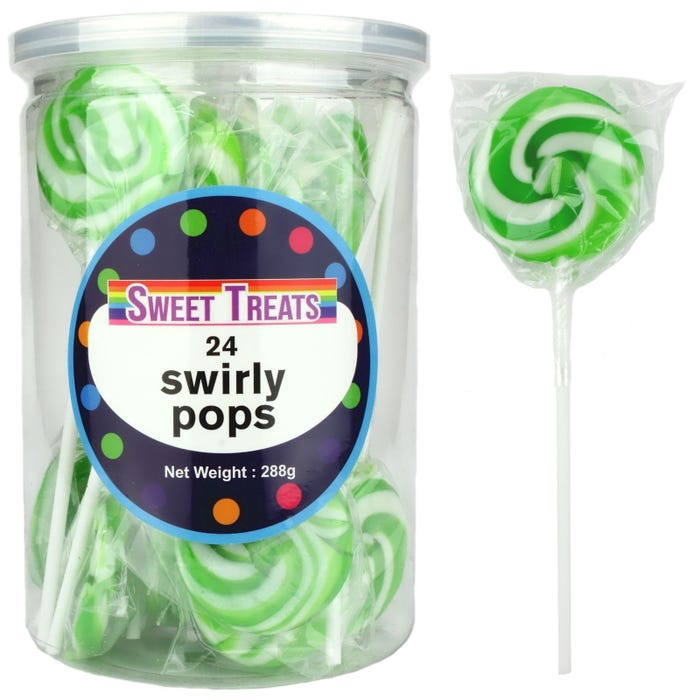 Sweet Treats Green Swirly Pops 24pcs