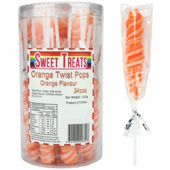 Sweet Treats Orange Twist Pops 24pcs