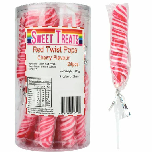 Sweet Treats Red Twist Pops 24pcs
