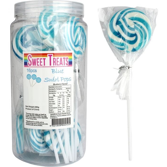 Sweet Treats Blue Swirl Pops 16pcs