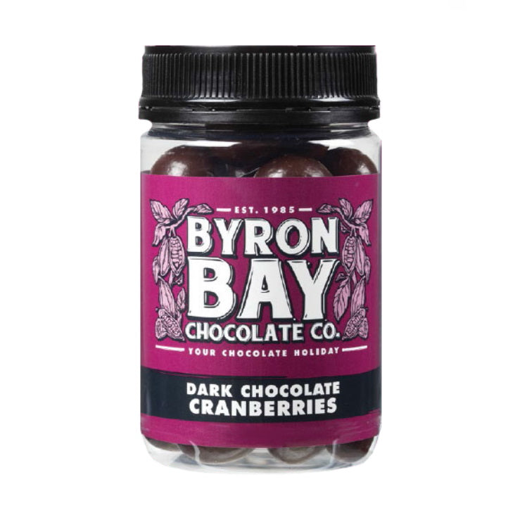 Byron Bay Chocolate Co. Dark Chocolate Cranberries Jar