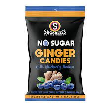 Sugarless Candies Ginger/Blueberry Flavour bag