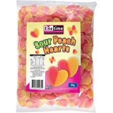 FINE TIME SOUR PEACH HEARTS 2KG