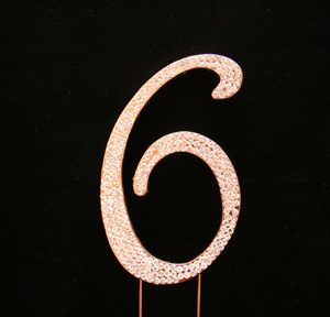 Cake Topper "6" Rose Gold Diamante