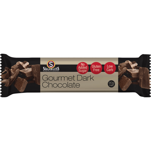 Sugarless Gourmet Dark Choc Bar Stevia 30g