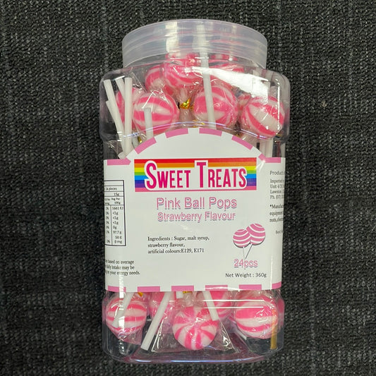 Sweet Treats pink ball pops - 1 jar x 24Pcs 15g