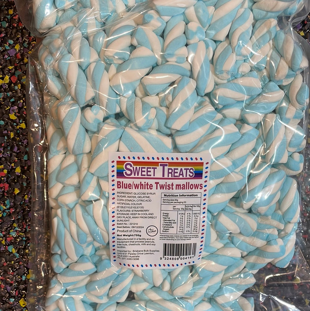 Sweet treats Blue & White Twist Marshmallows 750g