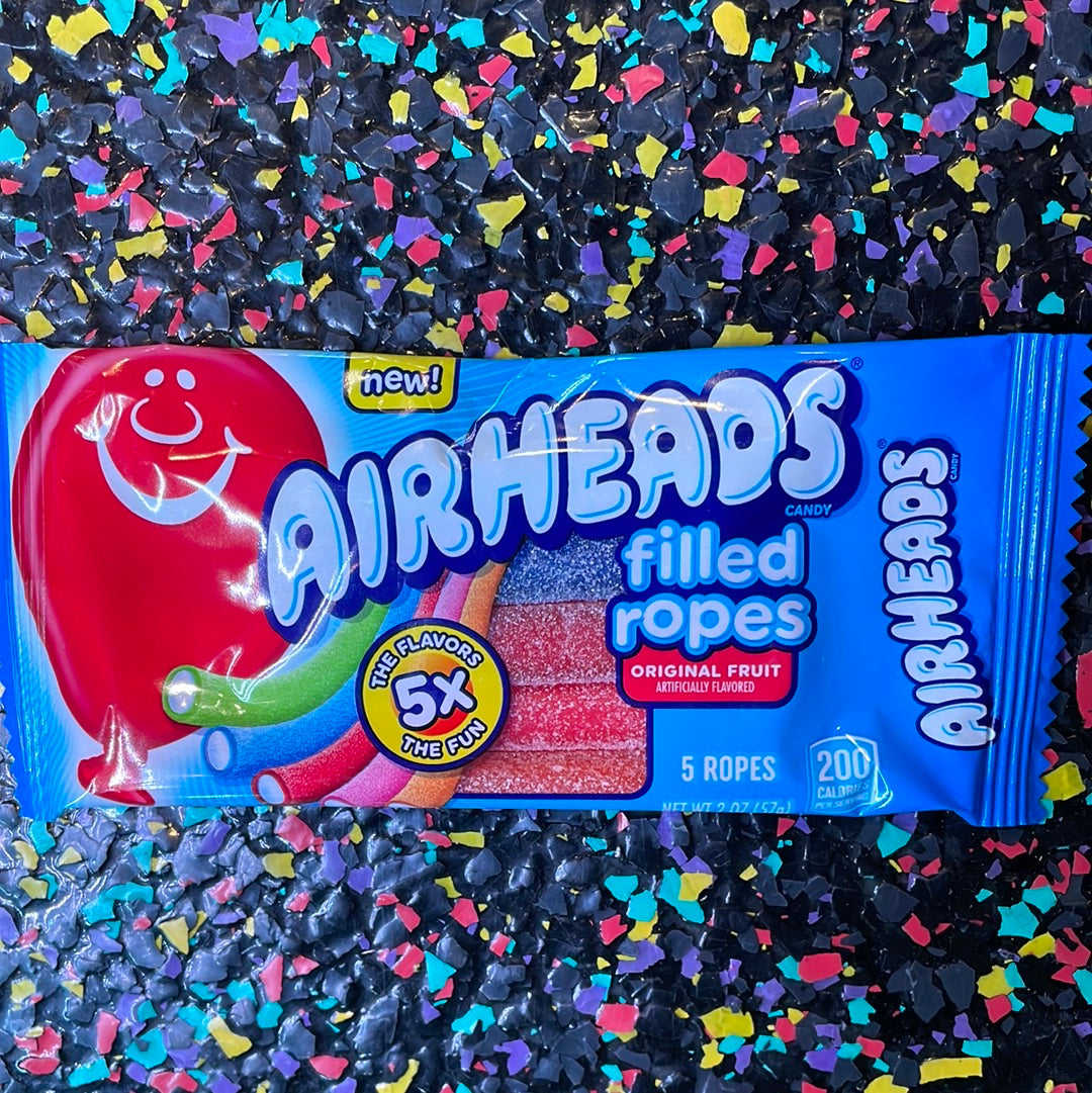 Airhead Ropes Andy AIRHEADS FILLED ROPES 57G – Tom's Confectionery Warehouse