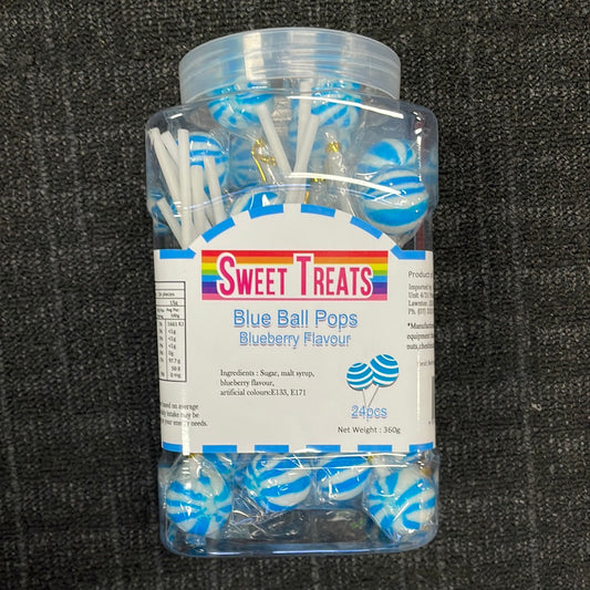 Sweet Treats Blue  ball pops - 1 jar x 24Pcs 15g