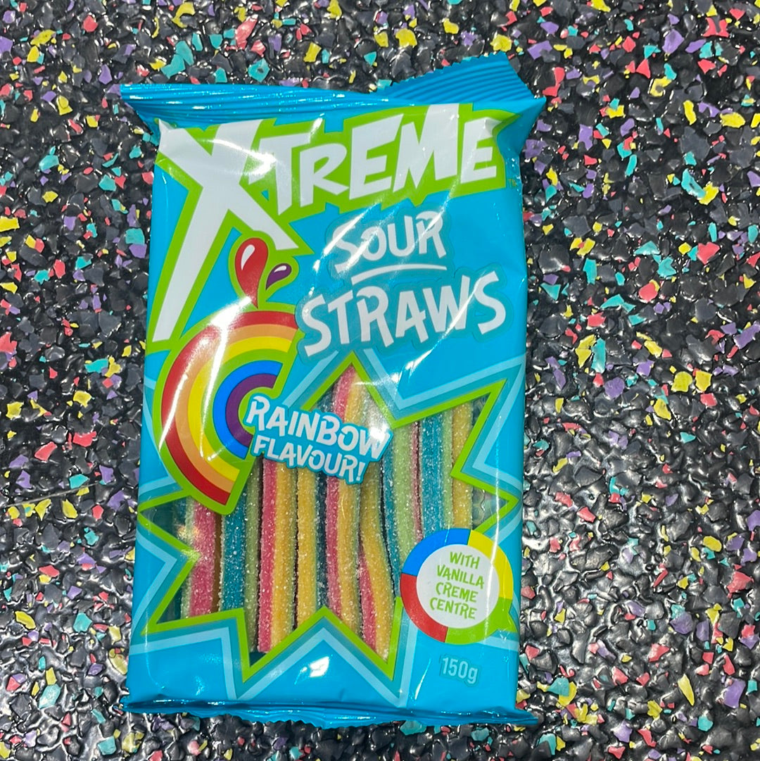 X-Treme Sour Straws Rainbow 150g