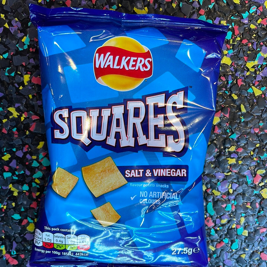 Walkers Squares Salt & Vinegar 27.5g Tom's Confectionery Warehouse