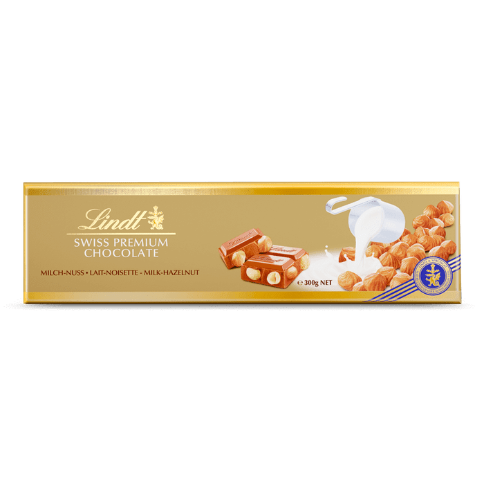 Lindt Gold Milk Hazelnut Chocolate Block 300g