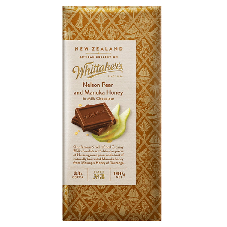 Whittaker's Nelson Pear/Manuka Honey Choc Block 100g