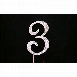 Cake Topper "3" Rose Gold Diamante