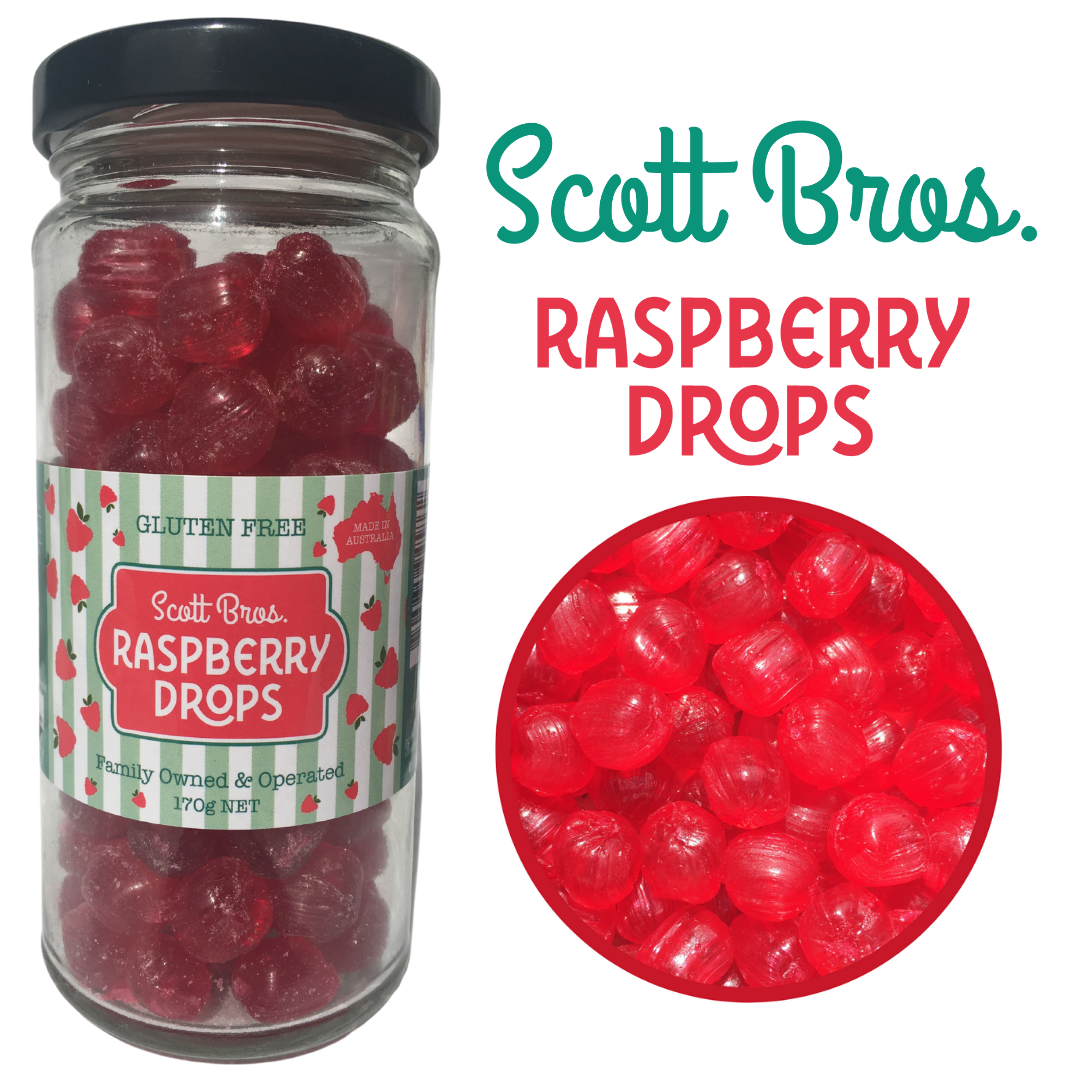 SCOTT BROS RASPBERRY DROPS 170G