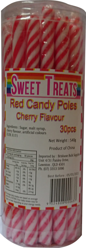 Sweet Treats Red Candy Poles 30pcs