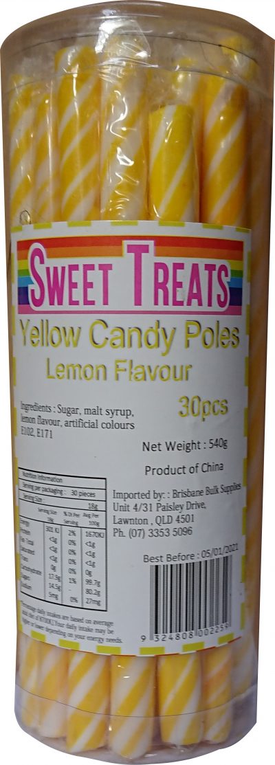 Sweet Treats Yellow Candy Poles 30pcs