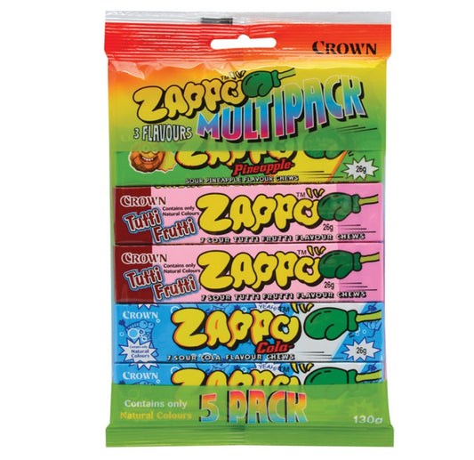 Crown Zappo Multipack 3 Flavours 5pk - Tom's Confectionery Warehouse